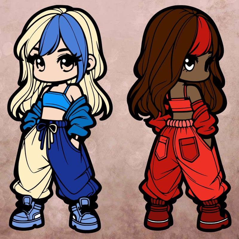 girl in crop top and baggy pants