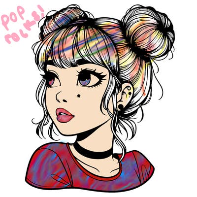 realistic girl with spacebuns