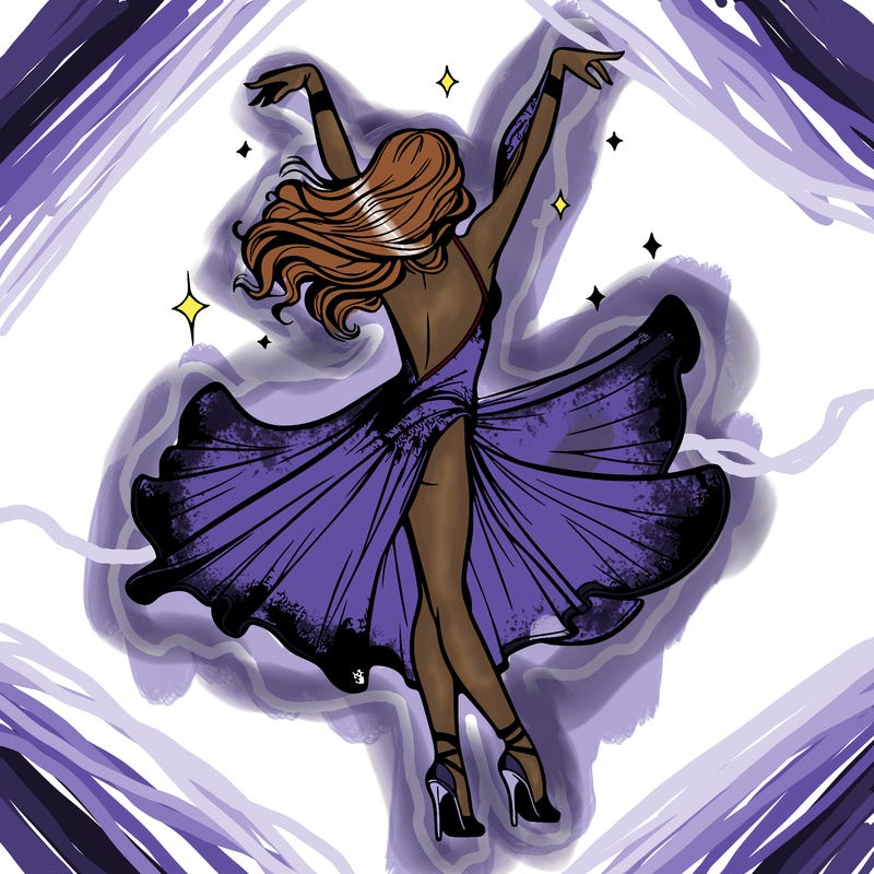 dancer dancing with a shimmery costume on realistic