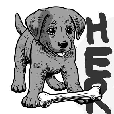 dog with a bone realistic