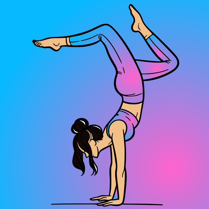 a woman doing a handstand