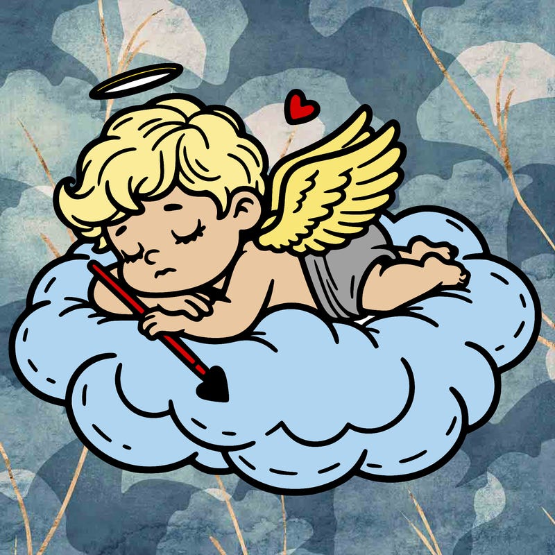 cupid asleep on a cloud
