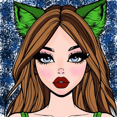 realistic girl with fox ears and realistic lips