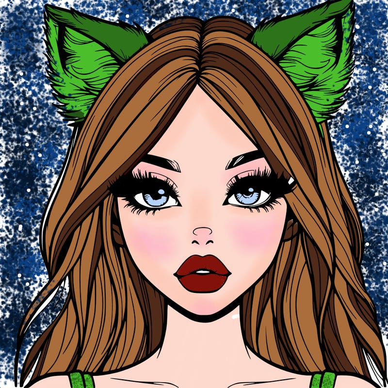 realistic girl with fox ears and realistic lips