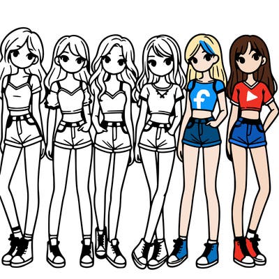 a group of girls wearing crop tops and shorts