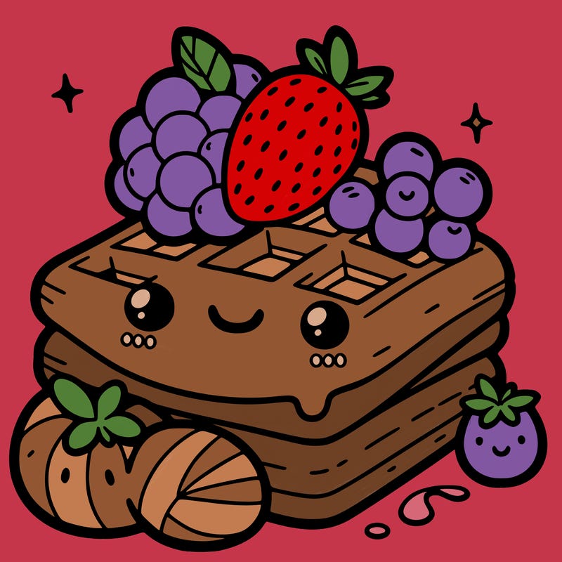 simple waffle with fruit