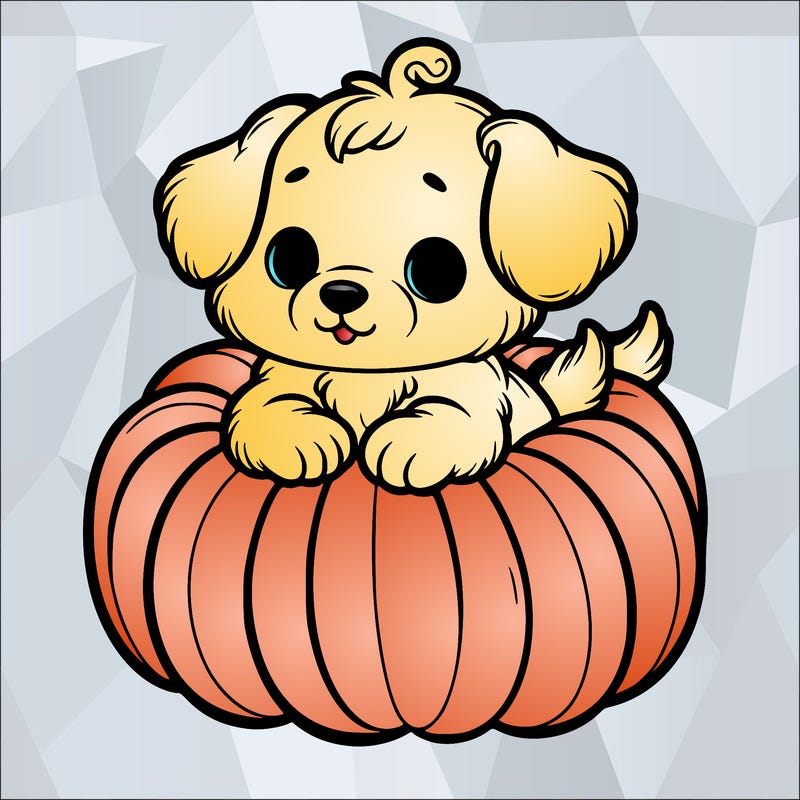 cute little puppy in a pumpkin