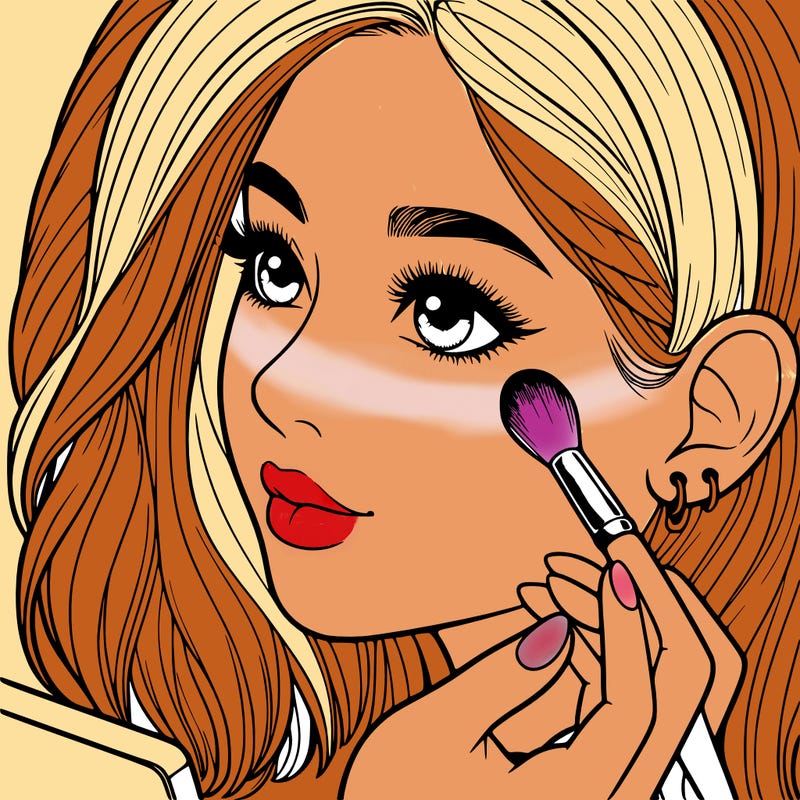 a realistic girl doing her makeup