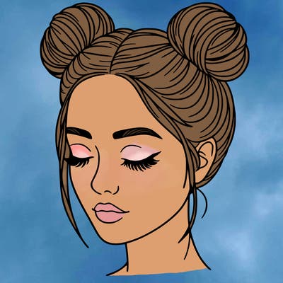 woman with hair buns