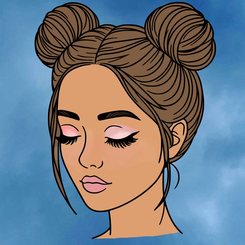 woman with hair buns