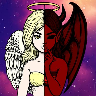 realistic angel half demon