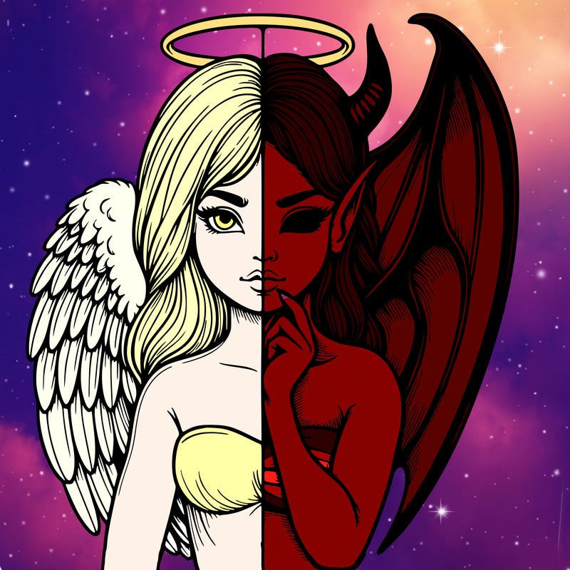 realistic angel half demon