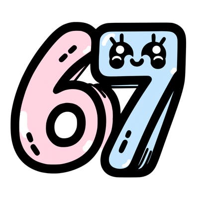 the numbers 67
