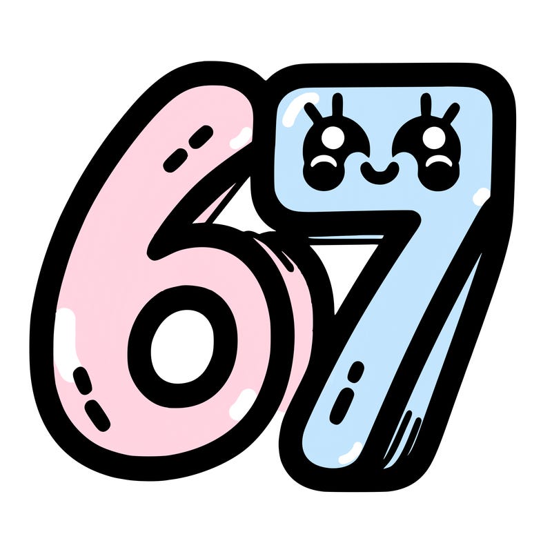the numbers 67