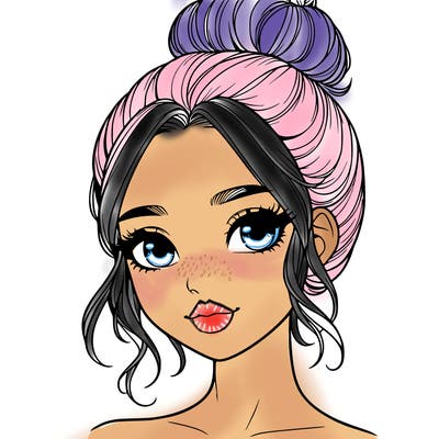 realistic pretty girl with hair in bun
