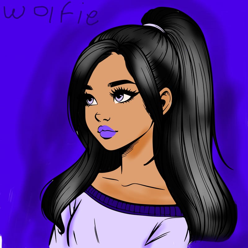 realistic girl with a high ponytail