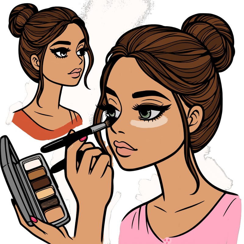 a realistic girl doing makeup