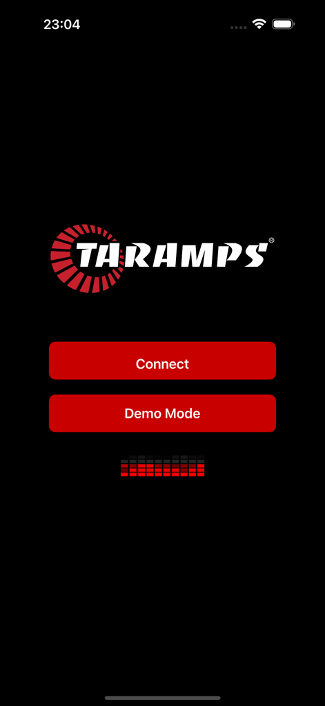 Taramps Pro - Taramps Pro app home screen with connect and demo mode options