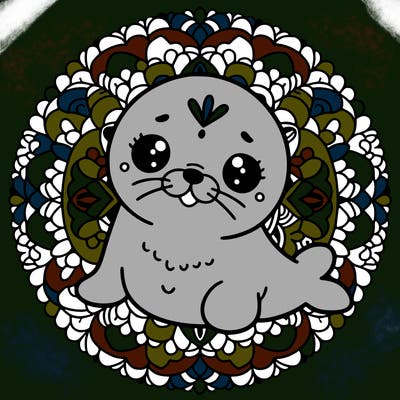 a cute baby seal mandala