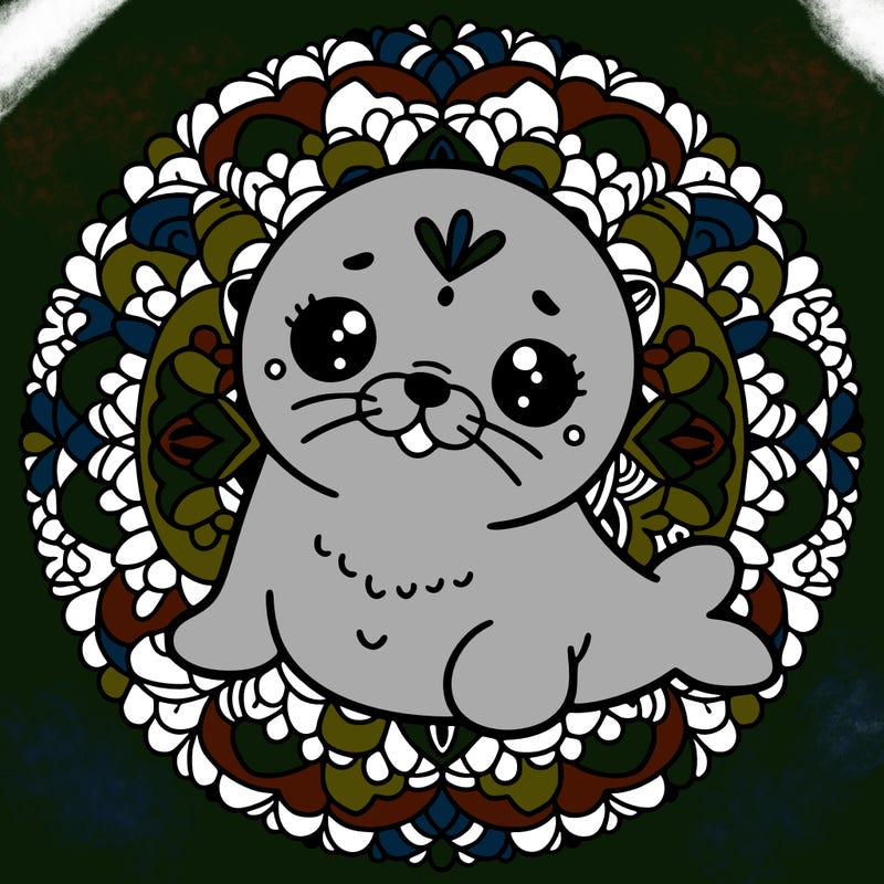 a cute baby seal mandala