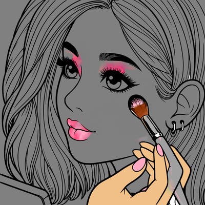 a realistic girl doing her makeup