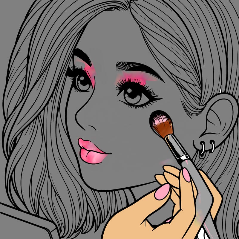 a realistic girl doing her makeup