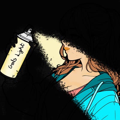 a realistic girl spray, painting