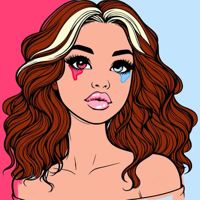 realistic girl with wavy hair and lips