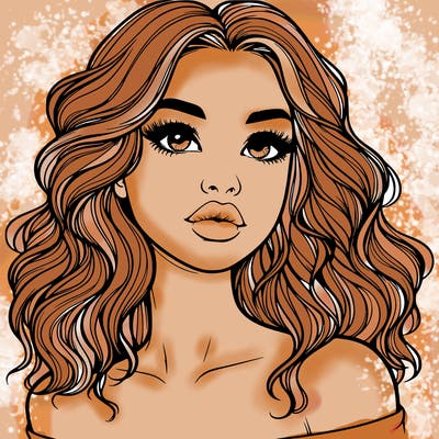 realistic girl with wavy hair and lips