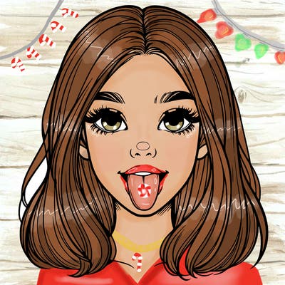 realistic girl with her tongue out