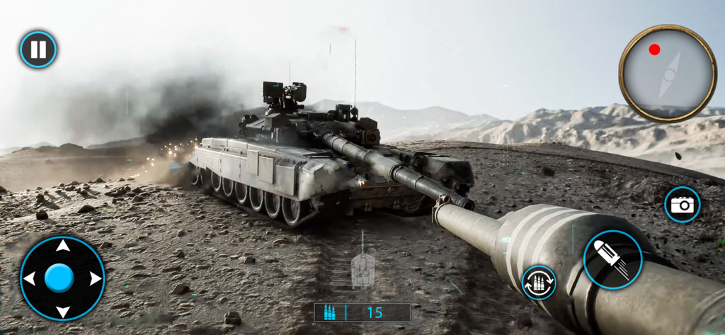 WW2 : Strike Hero War Games 3D - 3D tank battle gameplay in a desert environment from WW2 Strike Hero War Games.