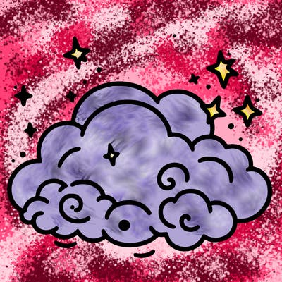pink starry cloud sky
