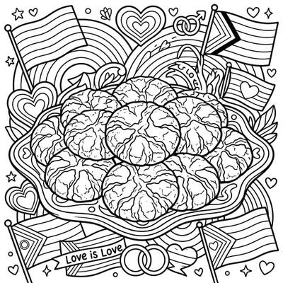 Celebrate love and deliciousness with this unique Crinkle Cookies Pride Month coloring page. It's a perfect blend of sweet treats and vibrant symbols of unity and inclusion for artists of all ages.