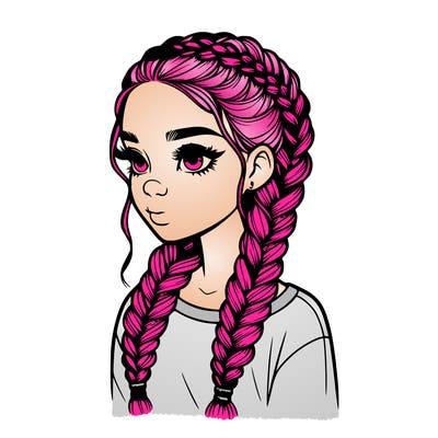 realistic girl with braids