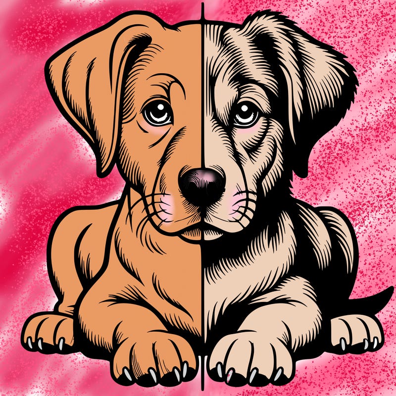realistic dog split picture