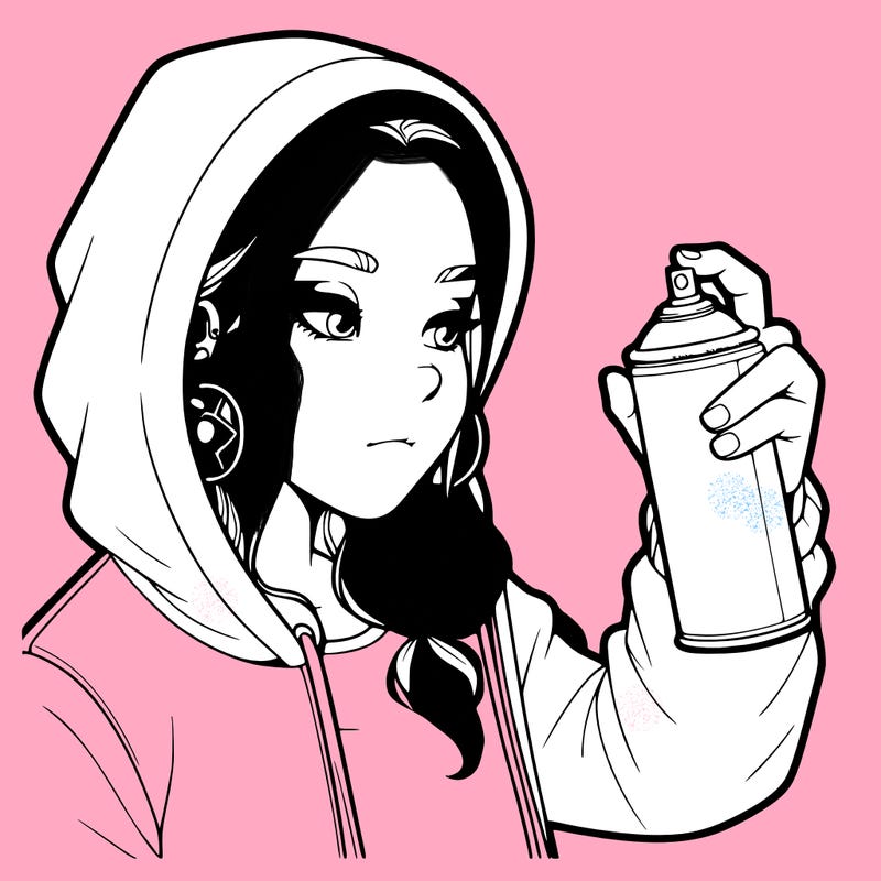a realistic girl, spray painting