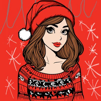 realistic lady in a christmas sweater