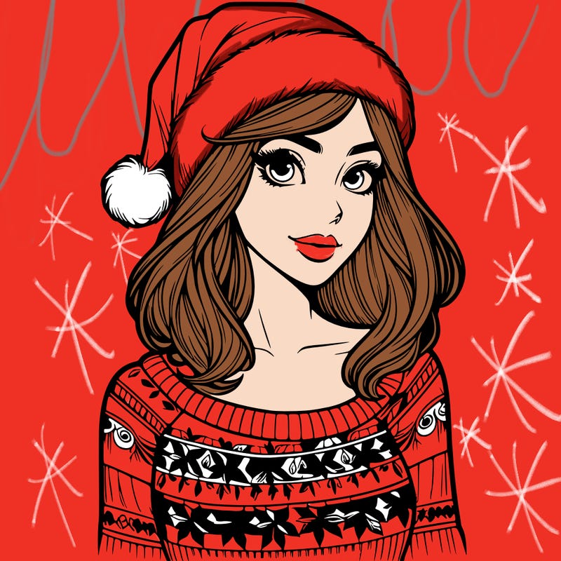 realistic lady in a christmas sweater