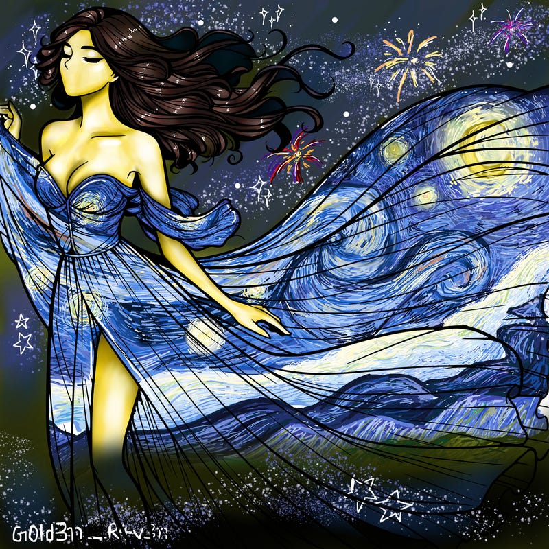 realistic woman in dress flowing the the wind