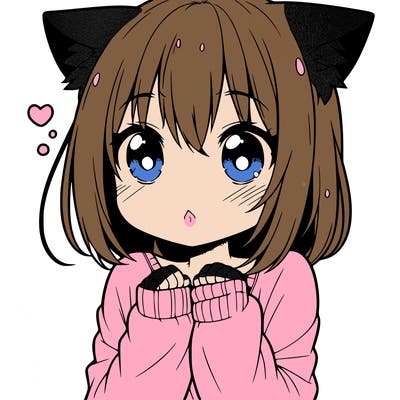 shy anime catgirl