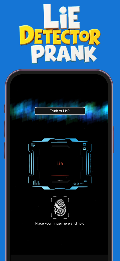 The Prank App - Funny Sounds - Lie detector prank feature with a fingerprint scanner and result display