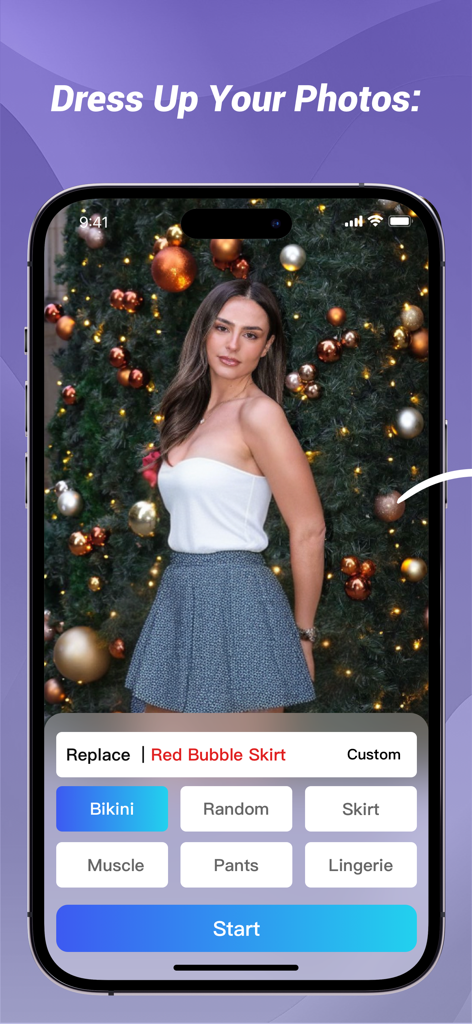 PhotoLeaper:AI Dress up,Video - Smartphone screen displaying the PhotoLeaper app with its AI dress up feature for replacing clothing in a photo