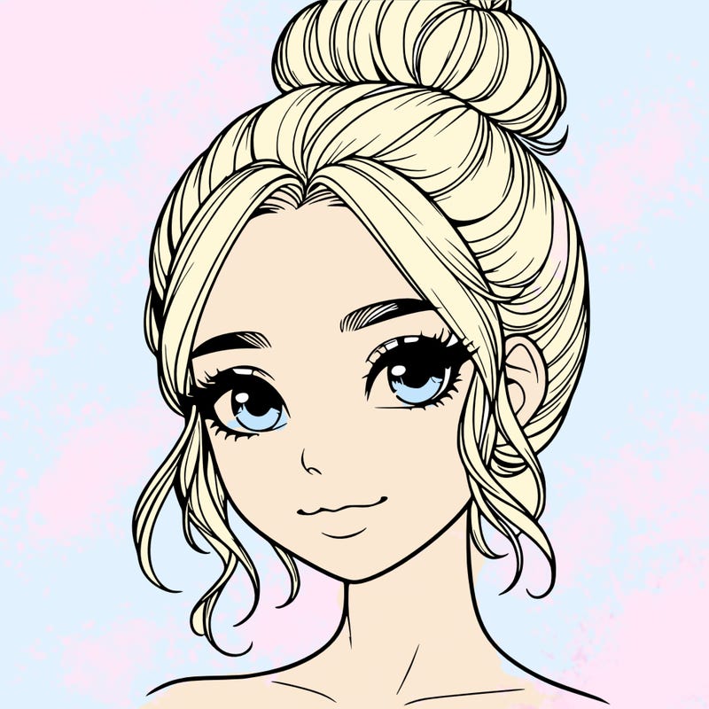 realistic pretty girl with hair in bun