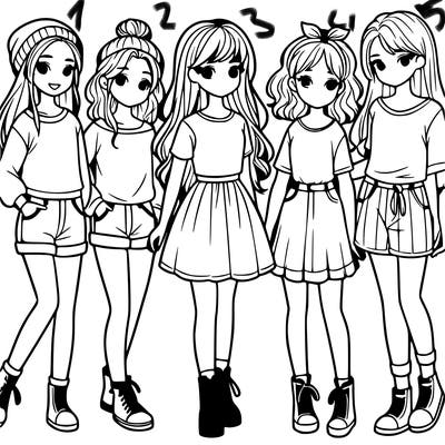 a group of five girls