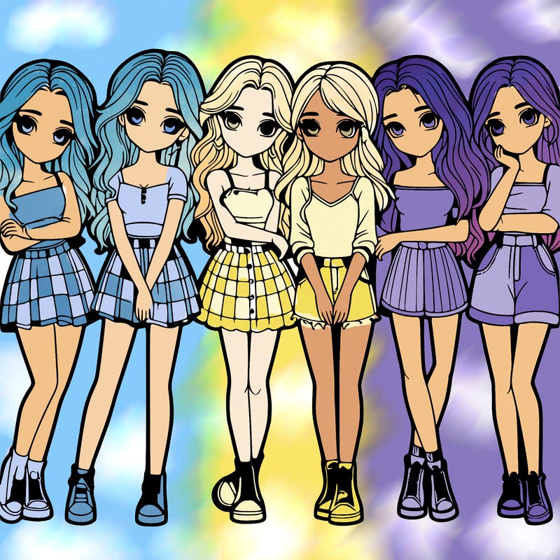 a group of girls realistic