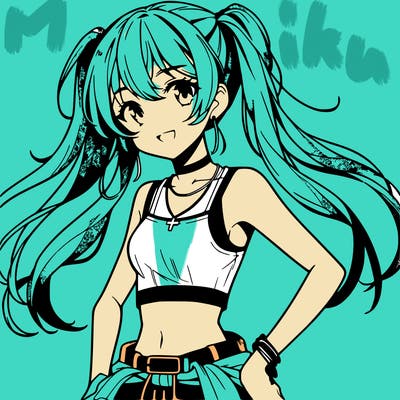 anime girl wearing crop top