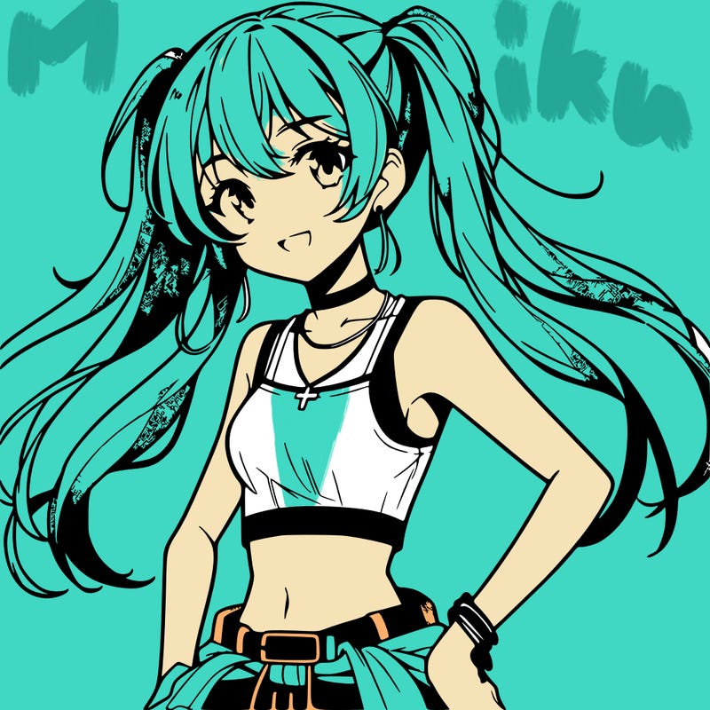 anime girl wearing crop top