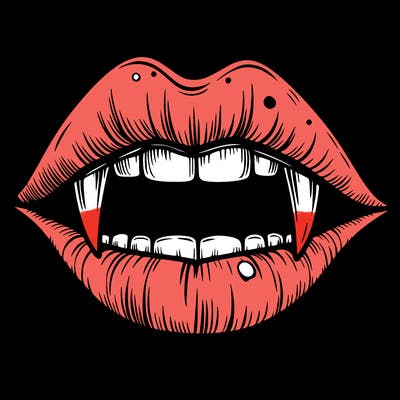 lips with vampire teeth