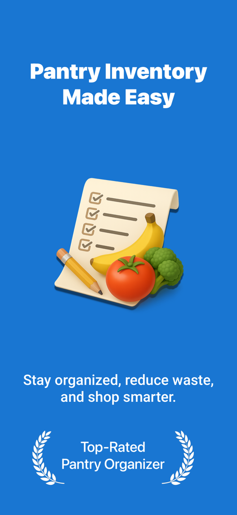Pantry Inventory - Panzy - Pantalla de inicio de la aplicación de inventario de despensa Panzy con una lista de verificación de comestibles y verduras frescas