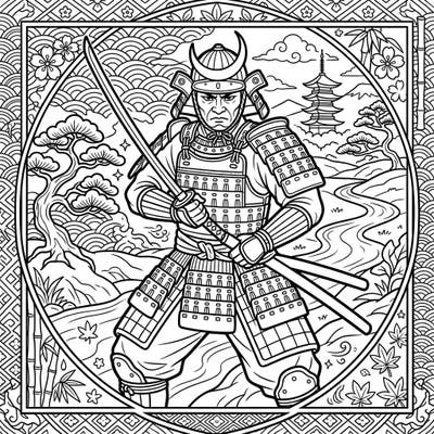 Embark on a historical coloring adventure with this powerful Kamakura Period Samurai warrior. This intricate design offers a glimpse into ancient Japan, perfect for enthusiasts of history and detailed artwork.